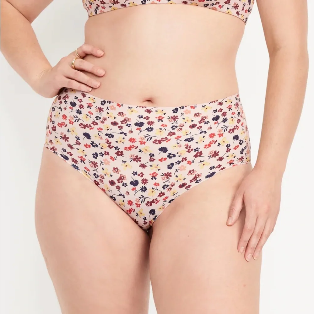 🆕 RESERVED PSH Old Navy Women’s High-Waisted No-Show Brief Underwear Pink Floral - Picture 5 of 15